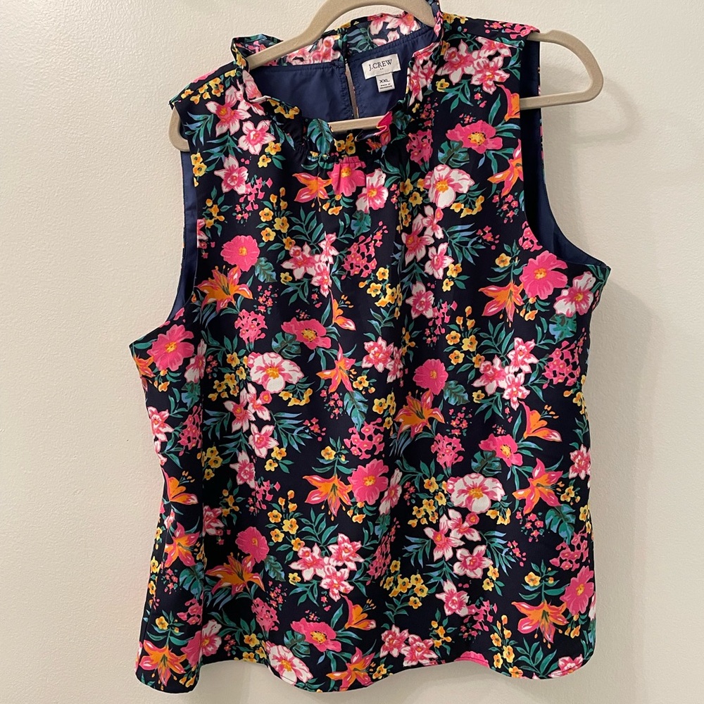 J. Crew Factory Ruffle Neck Blouse (Sz XXL)